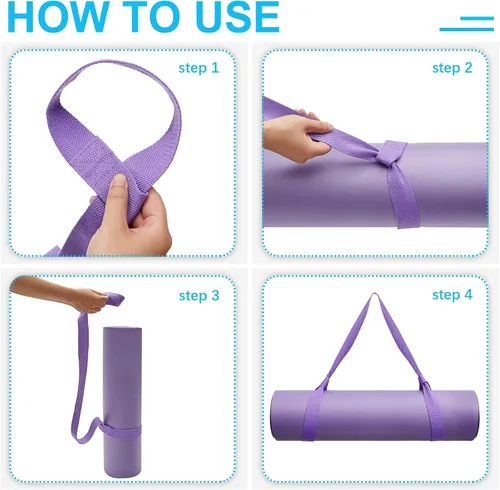 Vista 4 de Deekin 4 correas para esterilla de yoga para llevar esterilla de yoga, soporte ajustable grueso para ejercicio, banda de estiramiento de algodón