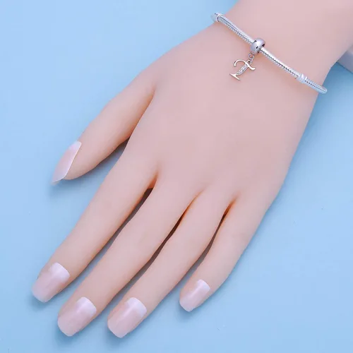 Vista 5 de SoulBeads - Colgantes de plata fina 0,925 de letra inicial, alfabeto A-Z. Dije con cristales compatibles con brazaletes europeos