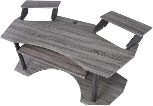 Vista 6 de Acme Escritorio de estudio de grabación de música de 71 pulgadas con bandeja de teclado de almacenamiento de madera, bandeja en forma de ala y 2