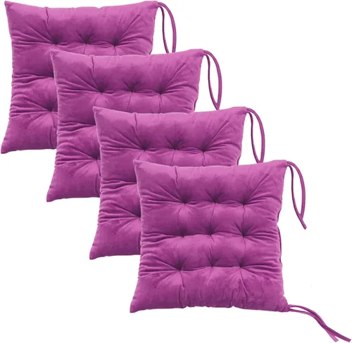 Vista 31 de Juego de 2 cojines para sillas de comedor con lazos, almohadilla antideslizante para silla de cocina para interior y tapete de asiento de comedor