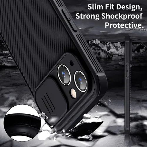 Vista 4 de Funda magnética para iPhone 13, funda protectora de cámara para iPhone 13 [compatible con carga MagSafe] con cubierta deslizante para lente, funda