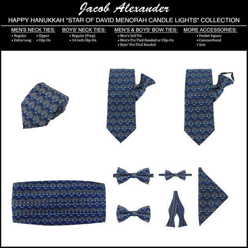 Vista 2 de Jacob Alexander Corbata con clip para el cuello con clip de la estrella de David de Hanukkah Happy Hanukkah para hombre, Azul