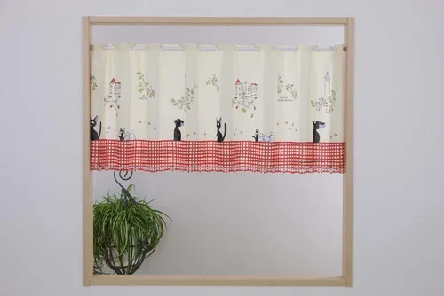 Vista 3 de Studio Ghibuli Kiki's Delivery Service Cafe Curtain Walking Jiji Made in Japan