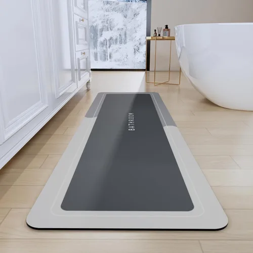 Vista 37 de Tapetes de baño antideslizantes de secado rápido, tapetes de baño de goma súper absorbentes para debajo de la puerta, tapetes de baño para baño, Azul