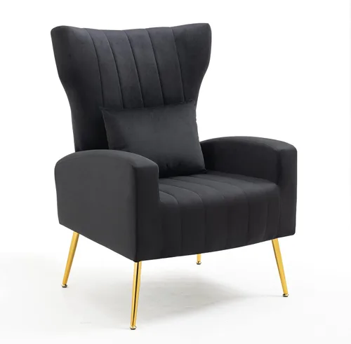 Vista 6 de ZJhome Sillas Modernas para Sala de Estar de Terciopelo Silla de Acento Sillón con Almohada Lumbar, Sillas de Dormitorio de Respaldo Alto Silla