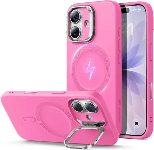 Vista 26 de ESR Funda para iPhone 14 Pro Max, Compatible con Funda de Silicona MagSafe con Soporte, Protección de Grado Militar, Soporte Integrado para Guardar