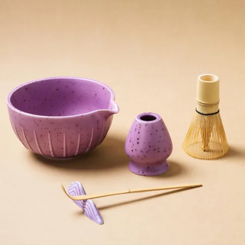 Vista 5 de Juego de té Matcha japonés de 7 piezas, kit de matcha con cuenco de matcha (con boquilla de vertido), batidor de matcha, soporte para batidor