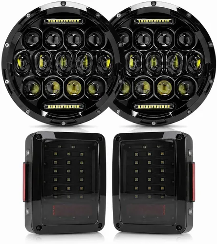 Vista 9 de JHLion - Faros delanteros LED de Jeep Wrangler, 7 pulgadas para Jeep Wrangler JK/TJ/LJ 1997-2020, 150W, faros redondos LED aprobados por DOT, 500%