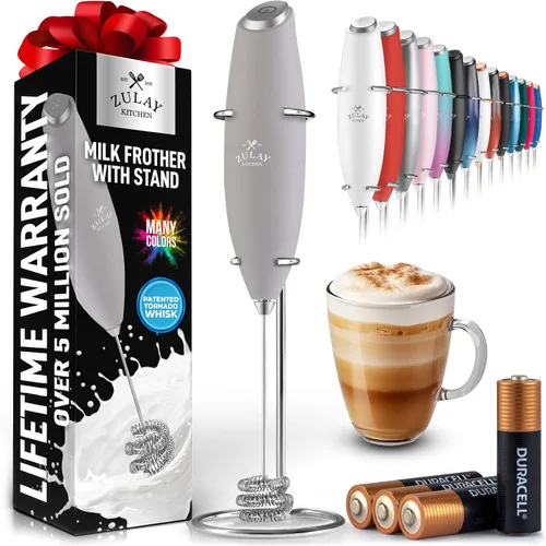 Vista 70 de Zulay Kitchen Potente varita espumadora de leche con 2 baterías Duracell – Mezclador de bebidas portátil ultrarrápido – Máquina de espuma eléctrica