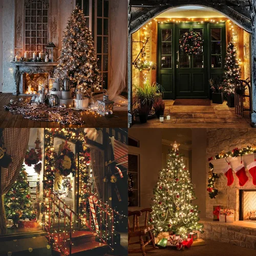 Vista 5 de Tira de luces LED de 33 pies, 100 luces LED de hadas de cinta estrellada flexible, 8 modos con temporizador de 6 horas, impermeable, cable