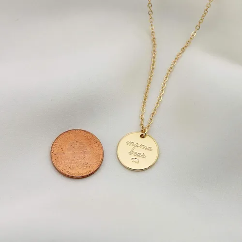 Vista 7 de LUIWIN Collar de disco inspirador chapado en oro de 18 quilates, con cita personalizada, diseño de motivación, colgante de disco minimalista, regalo