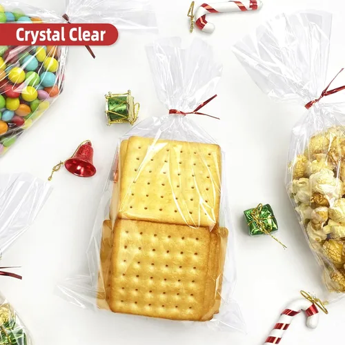 Vista 5 de Morepack Bolsas de celofán de 6 x 10 pulgadas, bolsas de celofán transparentes con lazos giratorios, 100