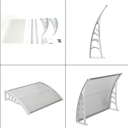 Vista 4 de Toldo de ventana de 40 x 30 pulgadas para puerta delantera, cubierta gris para puerta de jardín