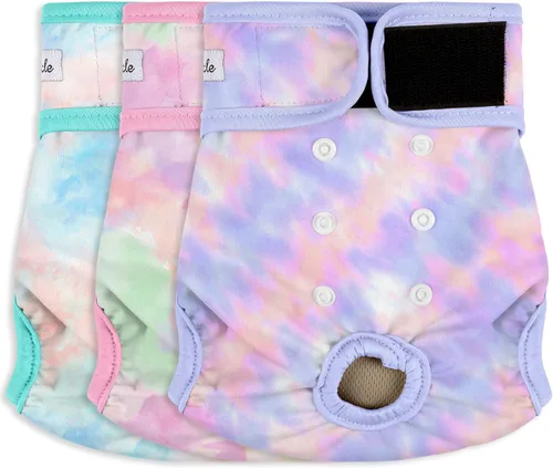 Vista 8 de Pañales para perras hembra, pañales reutilizables para perritos en celo, altamente absorbentes para la incontinencia de mascotas, con broches