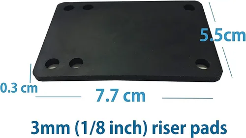 Vista 3 de VJ Patineta Longboard Cruiser Hardware Tornillos de 1.25 pulgadas y almohadilla elevadora de goma 0.118 in Negro