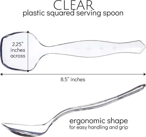 Vista 2 de Plasticpro Cucharas desechables de plástico para servir, utensilios de servicio duraderos, resistentes, transparentes, paquete de 12