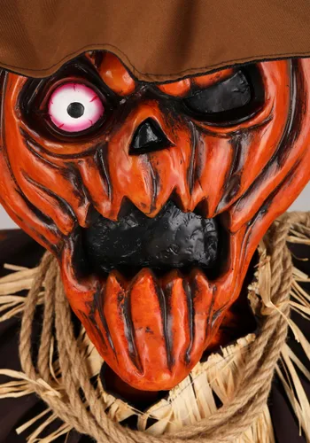 Vista 5 de Muñeco Espantapájaros Animatrónico de Calabaza de 5FT para Halloween Multicolor