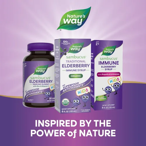 Vista 8 de Nature's Way Sambucus - Jarabe inmunológico tradicional de saúco para niños, extracto concentrado de saúco negro, apoyo inmunológico tradicional*
