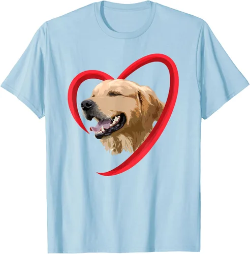 Vista 34 de Golden Retriever Corazón, regalo para ella, camiseta del día de San Valentín, Negro