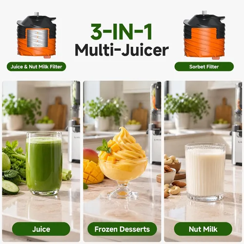 Vista 5 de AMZCHEF Exprimidor de prensa en frío, Juicer lento de alimentación
