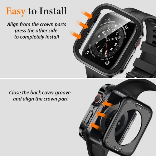 Vista 5 de Amizee 2 en 1 Estuche [Paquete de 2] Compatible con Apple Watch SE 3/2/1 Series 6/5/4 40mm con Protector de Pantalla Integrado, Cubierta Protectora