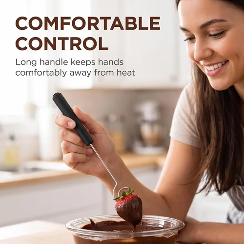 Vista 5 de Juego de herramientas de inmersión de chocolate con caramelo negro, tenedor de inmersión de chocolate, suministros para hornear, fondue de acero