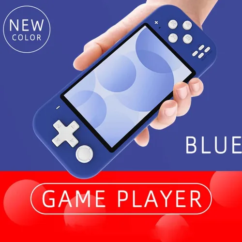 Vista 6 de Mini consola de juegos retro portátil X20, consola de juegos portátil de 4.3 pulgadas con joysticks, 2000 juegos integrados, descarga de juegos Azul