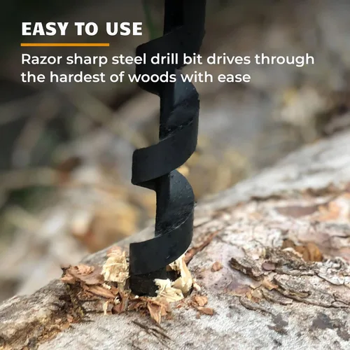 Vista 2 de Bushcraft Survival Barrena de Ojo Escocés de 1 Pulgada Broca Manual de Barrena para Madera para Acampar y Construcción de Refugios Herramientas