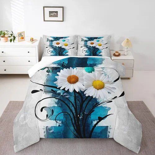 Vista 24 de Erosebridal Juego de ropa de cama turquesa tamaño individual para niños y niños, color verde azulado y gris degradado para niñas y adultos, relleno