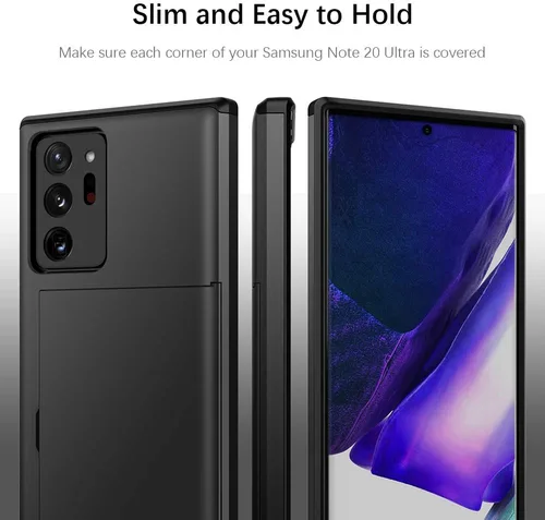 Vista 4 de Jiunai - Funda para Samsung Galaxy Note 20 Ultra, tarjetero y cartera, color negro Hybrid Dual Layer Protective Drop Protection Anti Scratch Cell