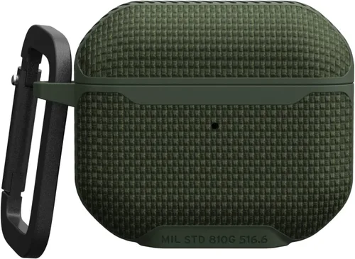 Vista 9 de UAG - Funda diseñada para AirPods (3ª generación 2021) Metropolis Ballistic ARMR Olive Drab, funda protectora resistente compatible con carga