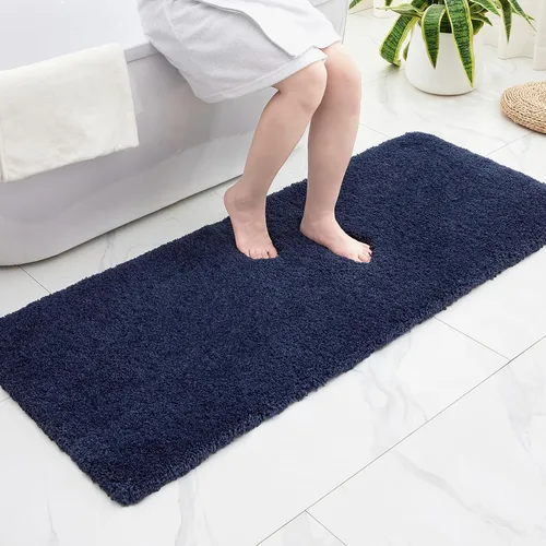 Vista 11 de Disolla - Alfombra antideslizante pequeña y esponjosa para el suelo del baño, lavable, afelpada, para ducha, absorbente, color beige, 17 x 24