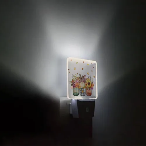 Vista 3 de Jarrón de otoño, luz nocturna de calabaza, lámpara de noche LED con sensor automático, luces nocturnas para niños, girasol de Acción de Gracias