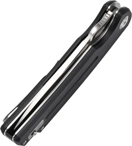 Vista 6 de Sitivien Cuchillo plegable ST137, hoja de satén D2, mango G10, cuchillo de herramienta EDC para senderismo al aire libre, camping, pesca (negro)