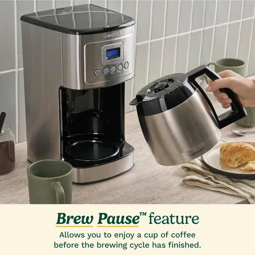 Vista 7 de Cuisinart - Cafetera programable de 12 tazas con jarra térmica DCC-3400P1, acero inoxidable