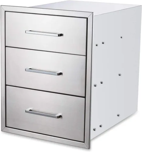 Vista 18 de Cajones de cocina para exteriores, acero inoxidable, 14 pulgadas de ancho x 8-1/2 pulgadas de alto x 23 pulgadas de profundidad, montaje empotrado