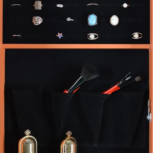 Vista 6 de LAO POPO Jewelry Armoire with Lighted Mirror, WallDoor LED Lights Can Be Hung On The Door Or Wall, Lockable Jewelry Cabinet Hanging Jewelry Organizer