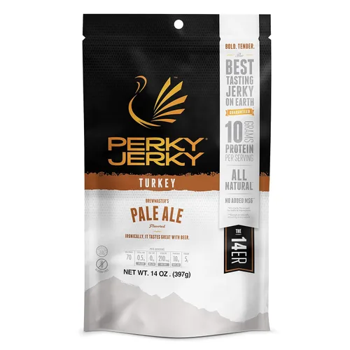 Vista 10 de Perky Jerky Jammin' Jamaican Turkey Jerky, 14oz – Bajo en sodio – 11g de proteína por porción – Bajo en grasa – 100% de origen estadounidense