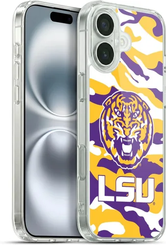 Vista 202 de Head Case Designs Funda de gel suave con licencia oficial de la Universidad Estatal de Louisiana LSU Camou compatible con Apple iPhone 7 Plus/iPhone