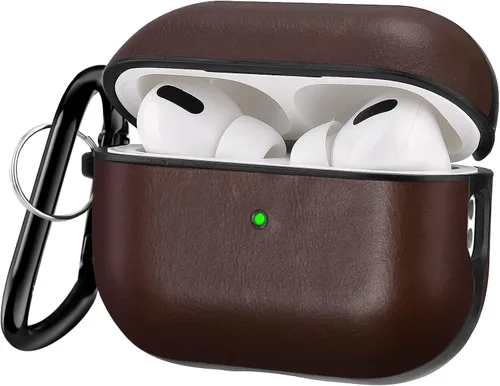 Vista 11 de V-MORO Compatible con Airpods Pro 2 Funda de Cuero Genuino AirPod Pro 2ª Generación Hombres [LED Frontal Visible] Fundas Protectoras de Cuero Negro