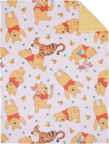 Vista 13 de Disney Classic Pooh Hunny Fun with Piglet and Tigger - Manta para bebé súper suave color blanco y gris pardo