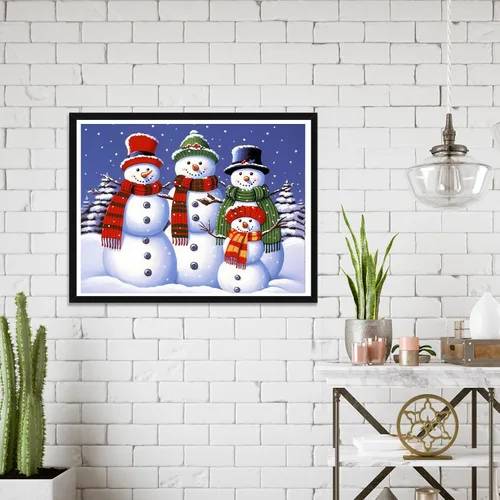 Vista 2 de Wergund - Pintura de diamantes de imitación, muñeco de nieve de Navidad, kits de pintura de diamantes para adultos y niños, bordado de diamantes