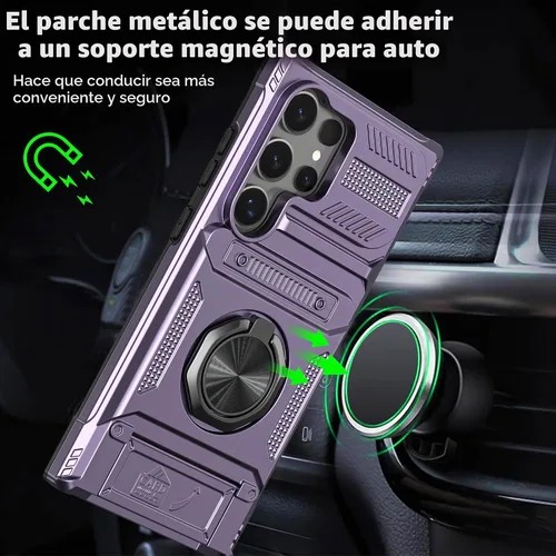 Vista 4 de Vofolen Funda para Samsung Galaxy S23 Ultra con tarjetero [almacena 2 tarjetas] + soporte de anillo giratorio de 360° de doble capa resistente a