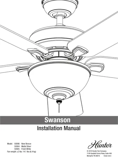 Vista 10 de Hunter Ventilador de techo para interiores de 44 pulgadas con luz LED - Ventilador de techo blanco con cadena de tracción, para dormitorio, sala