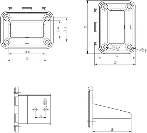 Vista 6 de Panel de montaje de enchufe 120A con cubierta para conectores Anderson SB120 Placa empotrada de montaje empotrado (gris-1 unidad)