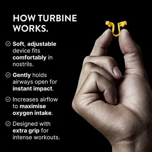 Vista 4 de Dilatador Nasal Turbine para Atletas - Paquete de 3 Dilatadores Turbine Diseñados para Entrenamiento Atlético - Aumenta el Flujo de Aire a