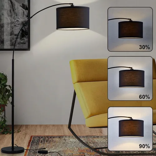 Vista 3 de Lámparas de pie de arco para sala de estar, lámpara de pie regulable con cabezal ajustable, lámpara de pie moderna con acabado negro, lámpara