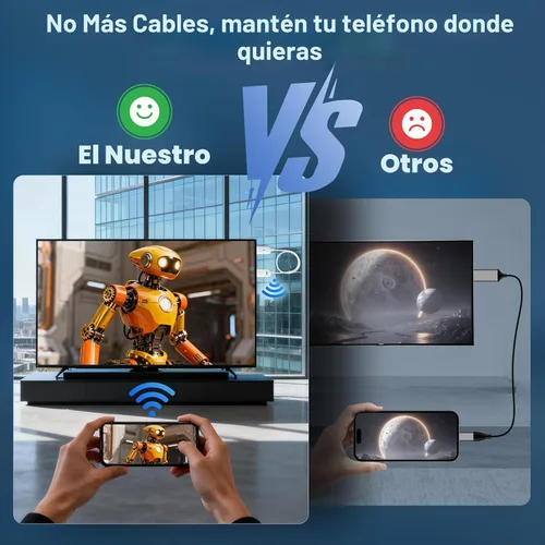 Vista 2 de Adaptador de pantalla HDMI inalámbrico para iPhone, transmisión de video/audio/archivos de forma inalámbrica para iPhone, iPad, Android, tableta