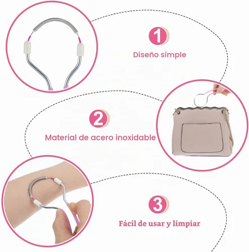 Vista 4 de 4 unidades de removedor de cabello de resorte, herramienta de enhebrado para cara, removedor de vello facial de primavera reutilizable con bucle