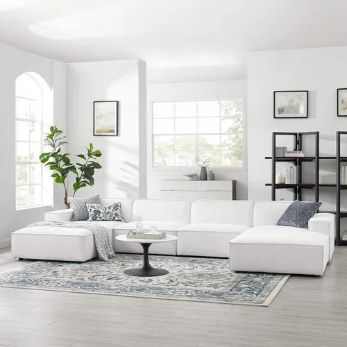 Vista 12 de Modway Restore - Sofá seccional tapizado de 5 piezas en color carbón